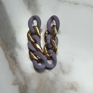 Gold and Purple Chain Link Earrings